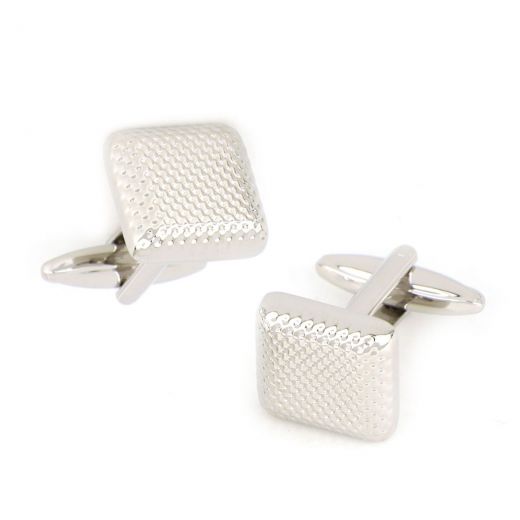Cufflinks made of copper rhodium plated with textured surface