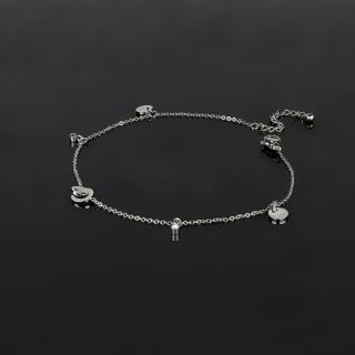 Anklet made of stainless steel with impressive charms - 