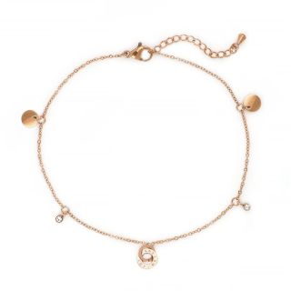Anklet made of stainless steel in rose gold color with cute charms