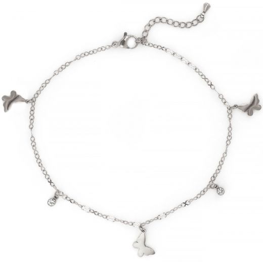 Anklet made of stainless steel with butterflies