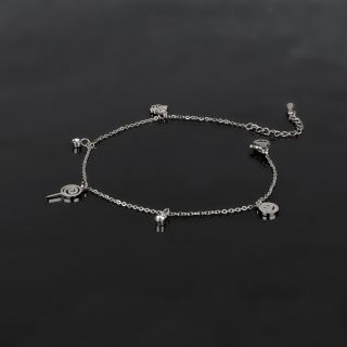 Anklet made of stainless steel with charms in playful mood - 