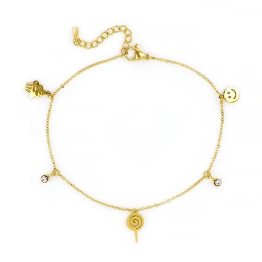 Anklet made of stainless steel in gold plated color