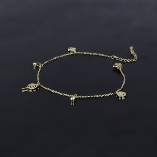 Anklet made of stainless steel in gold plated color - 