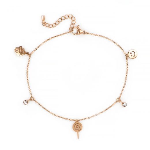 Anklet made of stainless steel in rose gold plated color