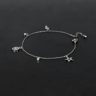 Anklet made of stainless steel with impressive charms - 