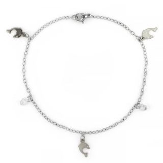 Anklet made of stainless steel with charms dolphins
