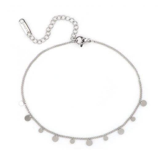 Anklet made of stainless steel with charms in circle shape