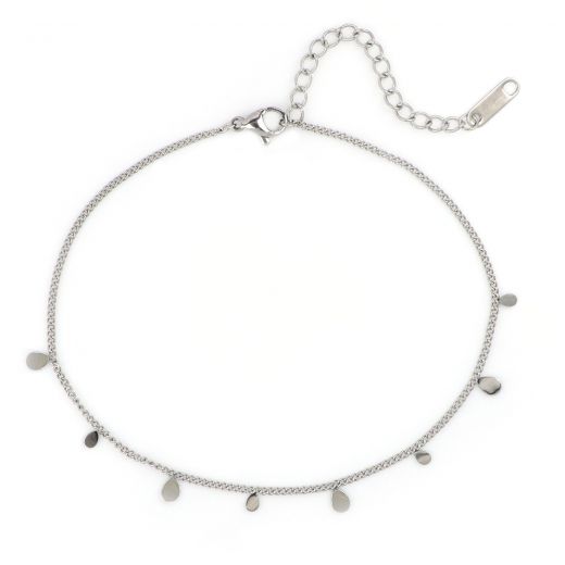 Anklet made of stainless steel with charms in teardrop shape