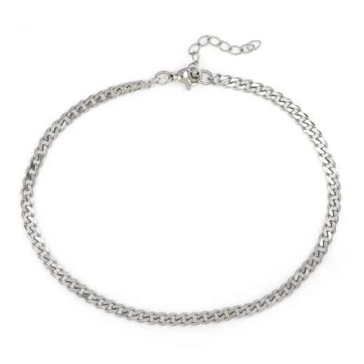Anklet made of stainless steel with gourmet chain
