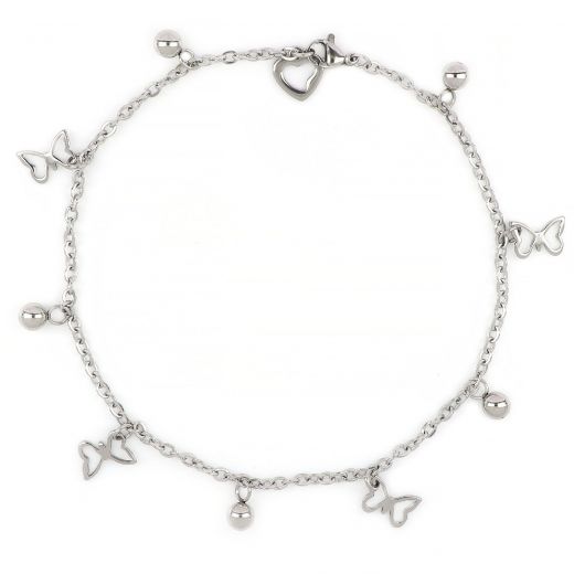 Anklet made of stainless steel  with butterflies and bells