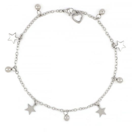 Stainless steel anklet with stars