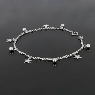 Stainless steel anklet with stars - 