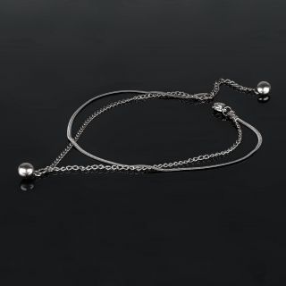 Stainless steel anklet with two chains and a ball - 