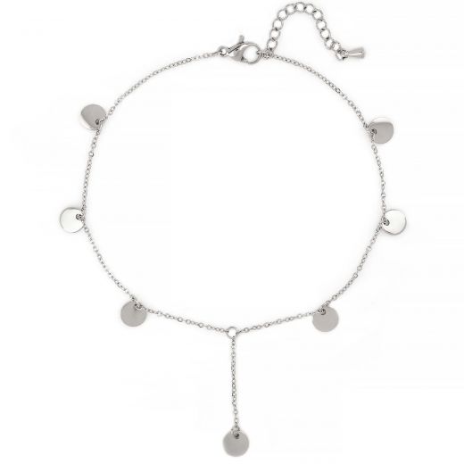 Stainless steel anklet with round charms