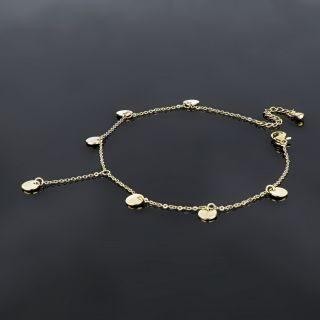 Stainless steel gold plated anklet with round charms - 