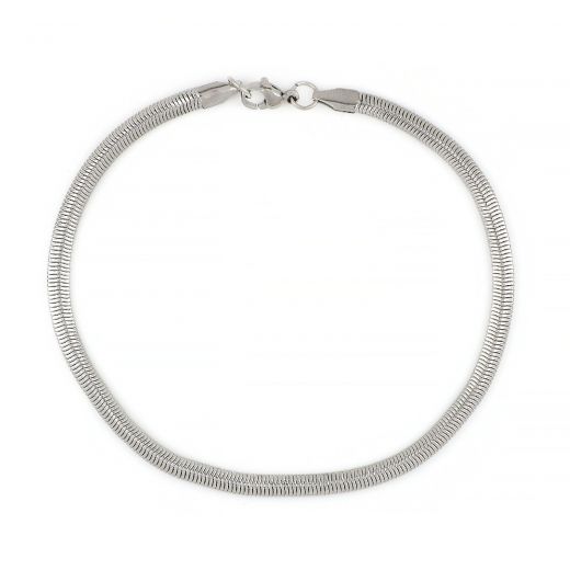 Stainless steel anklet, flat snake type, 4 mm thick