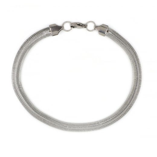 Stainless steel  anklet, flat snake type 4 mm thick