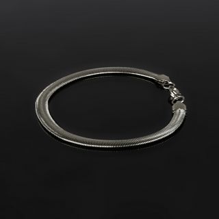 Stainless steel  anklet, flat snake type 4 mm thick - 