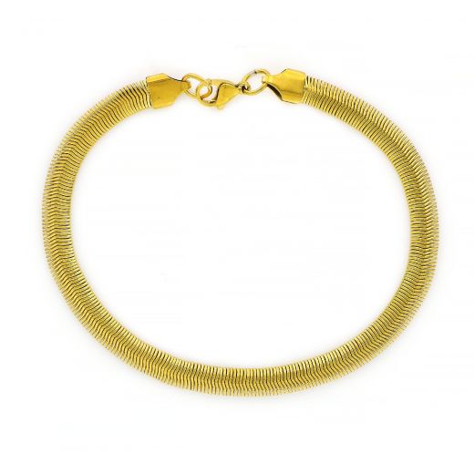 Stainless steel gold plated anklet, flat snake type 6 mm thick