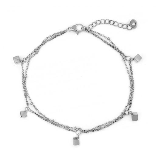 Stainless steel gold anklet with cubes