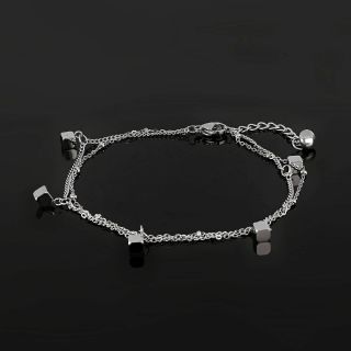 Stainless steel gold anklet with cubes - 