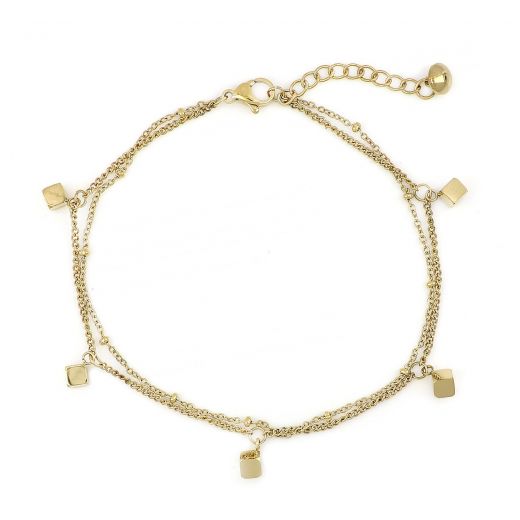 Stainless steel gold plated anklet with cubes