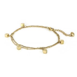Stainless steel gold plated anklet with cubes - 