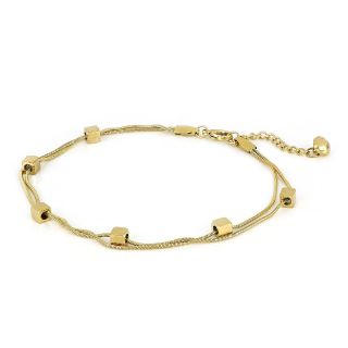 Stainless steel gold plated anklet with cubes and thin chain - 