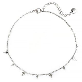Ατσάλινο βραχιόλι ποδιού με σταυρουδάκια Ατσάλινο βραχιόλι ποδιού με σταυρουδάκια