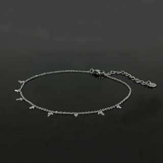 Stainless steel anklet with little crosses - 