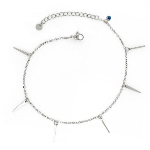 Stainless steel chain anklet with pointed elements