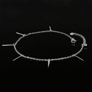 Stainless steel chain anklet with pointed elements - 