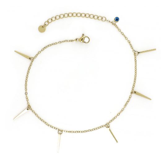 Stainless steel gold plated anklet with pointed elements