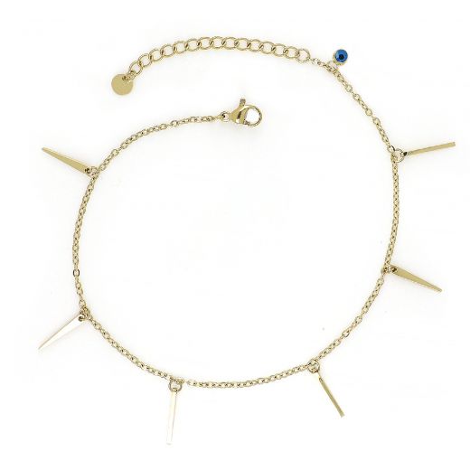 Stainless steel gold plated anklet with pointed elements