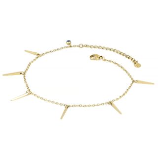 Stainless steel gold plated anklet with pointed elements - 