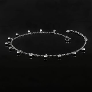Stainless steel chain anklet with silver balls - 