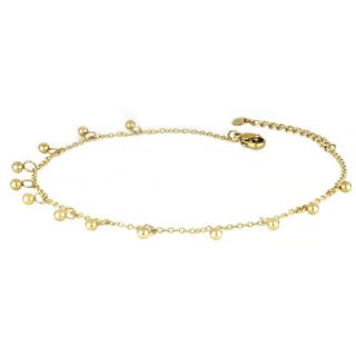 Stainless steel gold plated anklet with gold balls - 