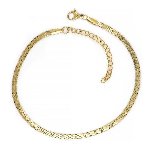 Stainless steel gold plated anklet snake type 3mm
