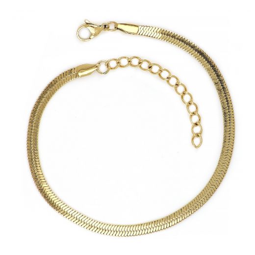 Stainless steel gold plated anklet snake type 4mm