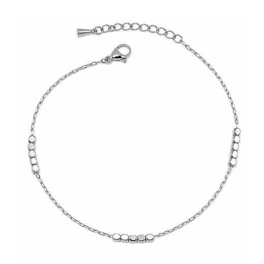 Anklet made of stainless steel with steel cubes