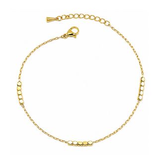 Anklet made of stainless steel in gold plated with steel cubes