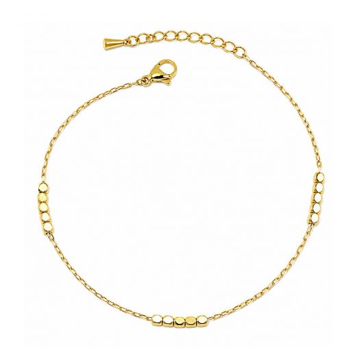 Anklet made of stainless steel in gold plated with steel cubes
