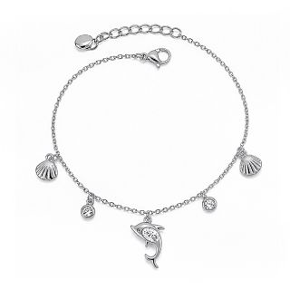 Anklet made of stainless steel with dolphins and shells