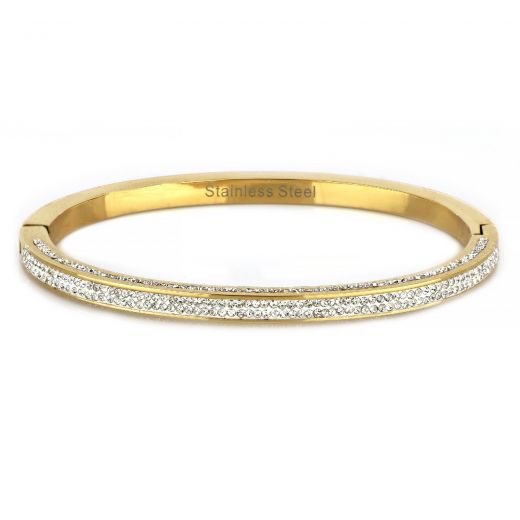 Bangles made of stainless steel with strass in gold plated color
