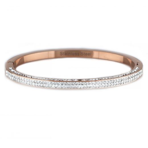 Bangles made of stainless steel with strass in rose gold plated color