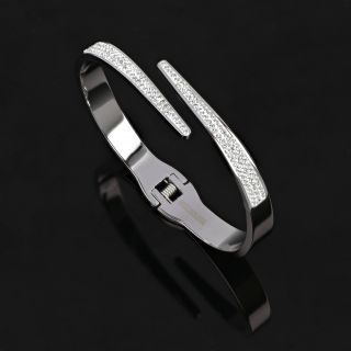 Bangles made of stainless steel oblique sides with strass - 
