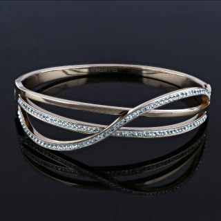 Bangles made of stainless steel in rose gold plated color with three lines - 