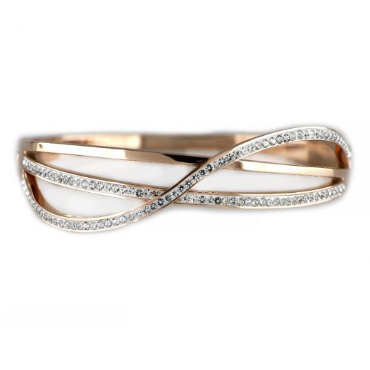 Bangles made of stainless steel in rose gold plated color with three lines