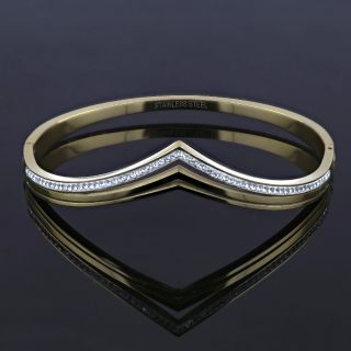 Bangles made of stainless steel in gold plated color V shape - 