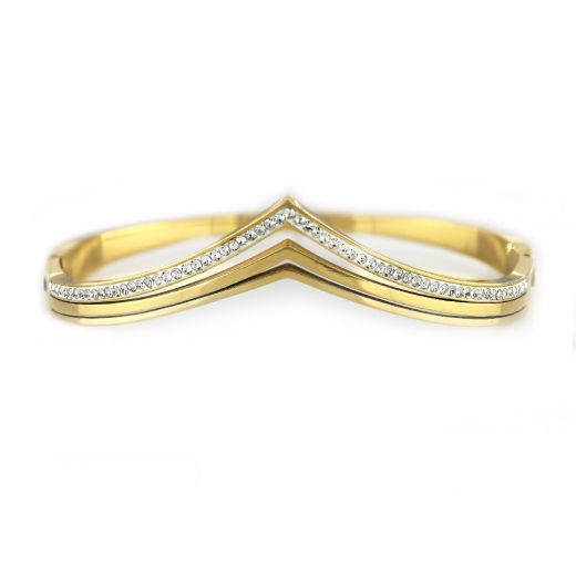 Bangles made of stainless steel in gold plated color V shape